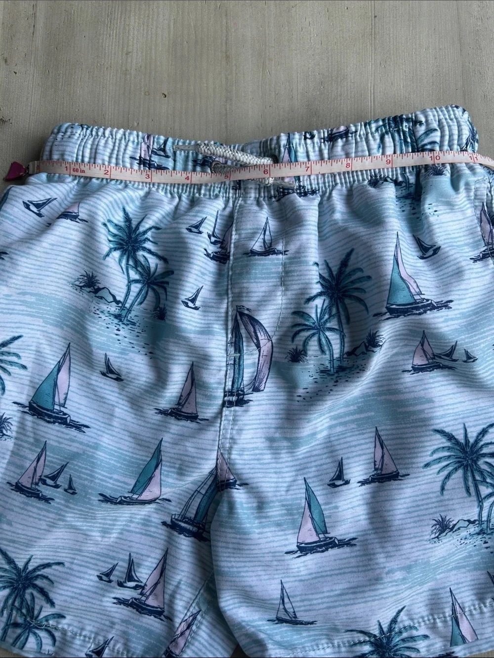 Kids SURF-STYLE Light Blue Sailboat Swim Shorts.SIze 10 boys.